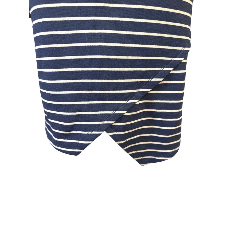 NWOT Iris Navy Stripe Bodycon Mini Dress Tulip Hem Quiet Luxury Size M - Picture 4 of 10